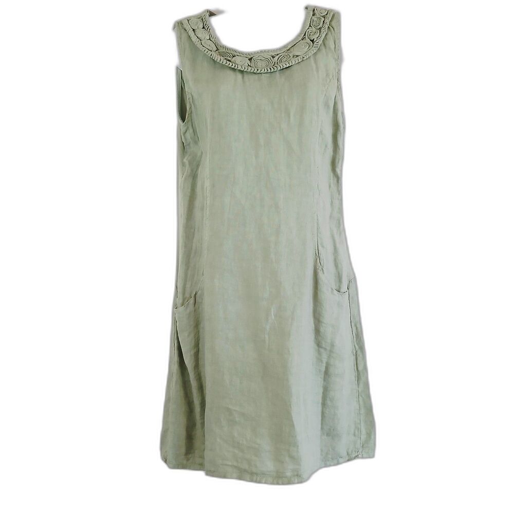 lungo l'arno linen dress‎ Green Sleeveless  NWT Sz s